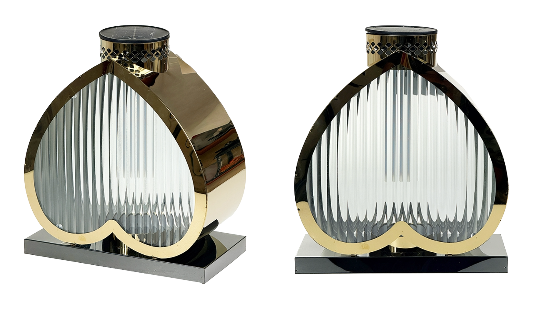Solarny Lampion Metalowy Serce Odwrócone - Srebro