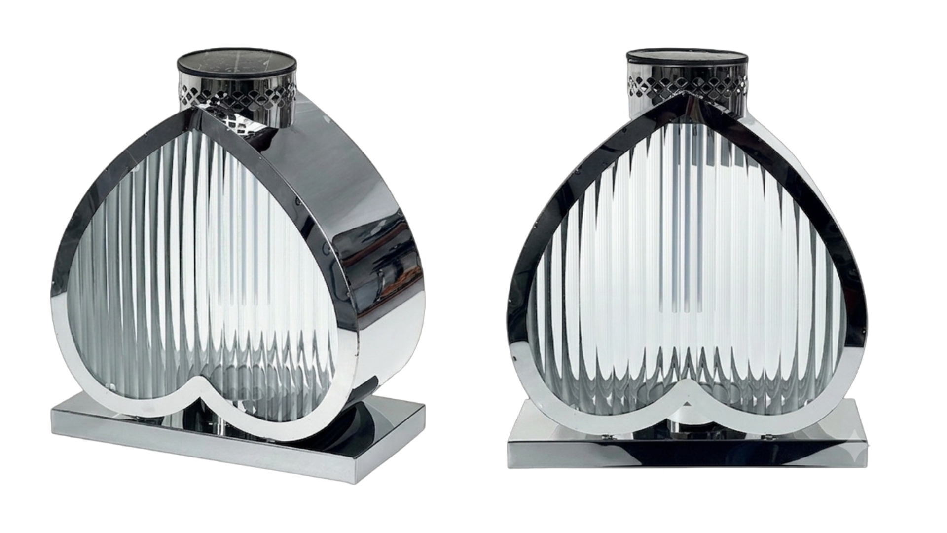 Solarny Lampion Metalowy Serce Odwrócone - Srebro