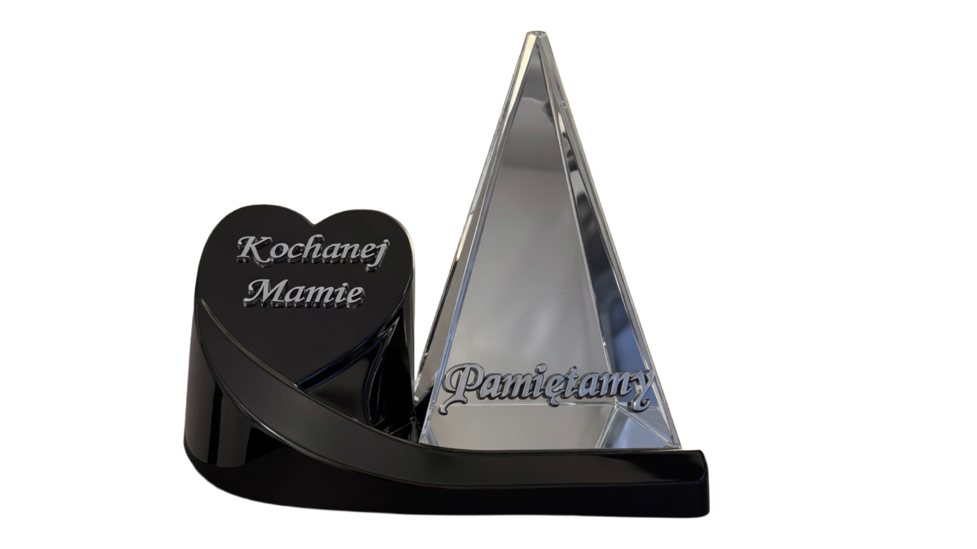 Znicz Lustrzany Stożek 3D z podstawką oraz dedykacją "Kochanej Mamie" - Złoto