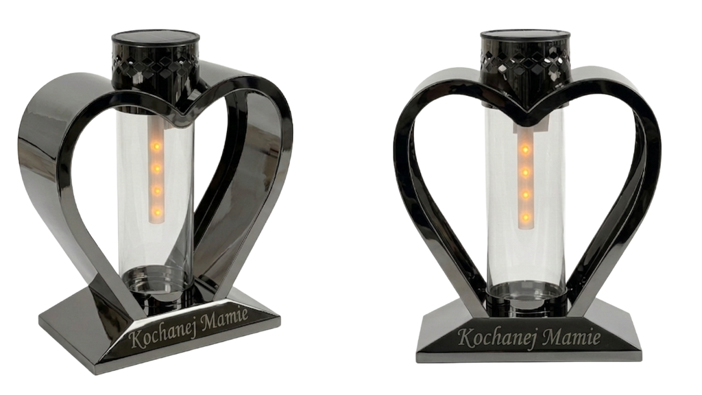 Solarny Lampion Metalowy Serce "Kochanej Mamie" - Grafit