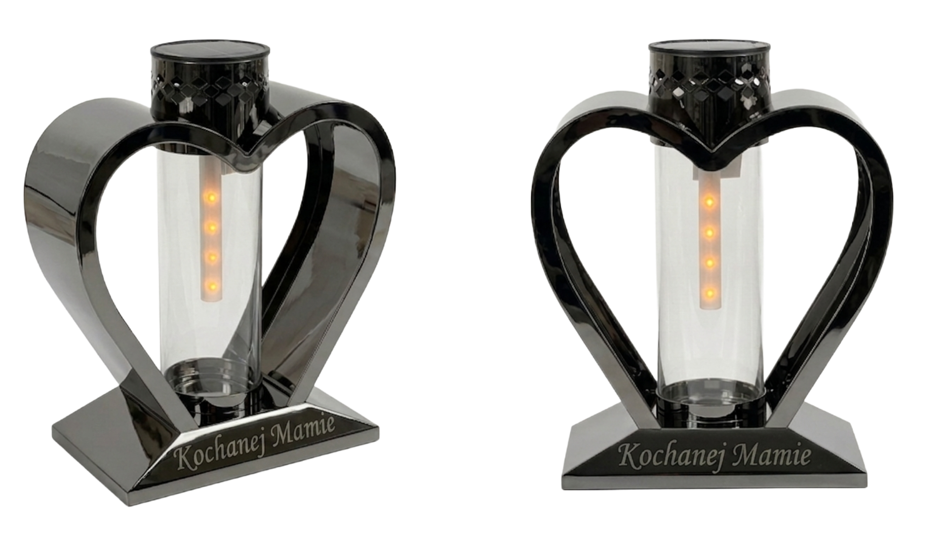 Solarny Lampion Metalowy Serce "Kochanej Mamie" - Grafit