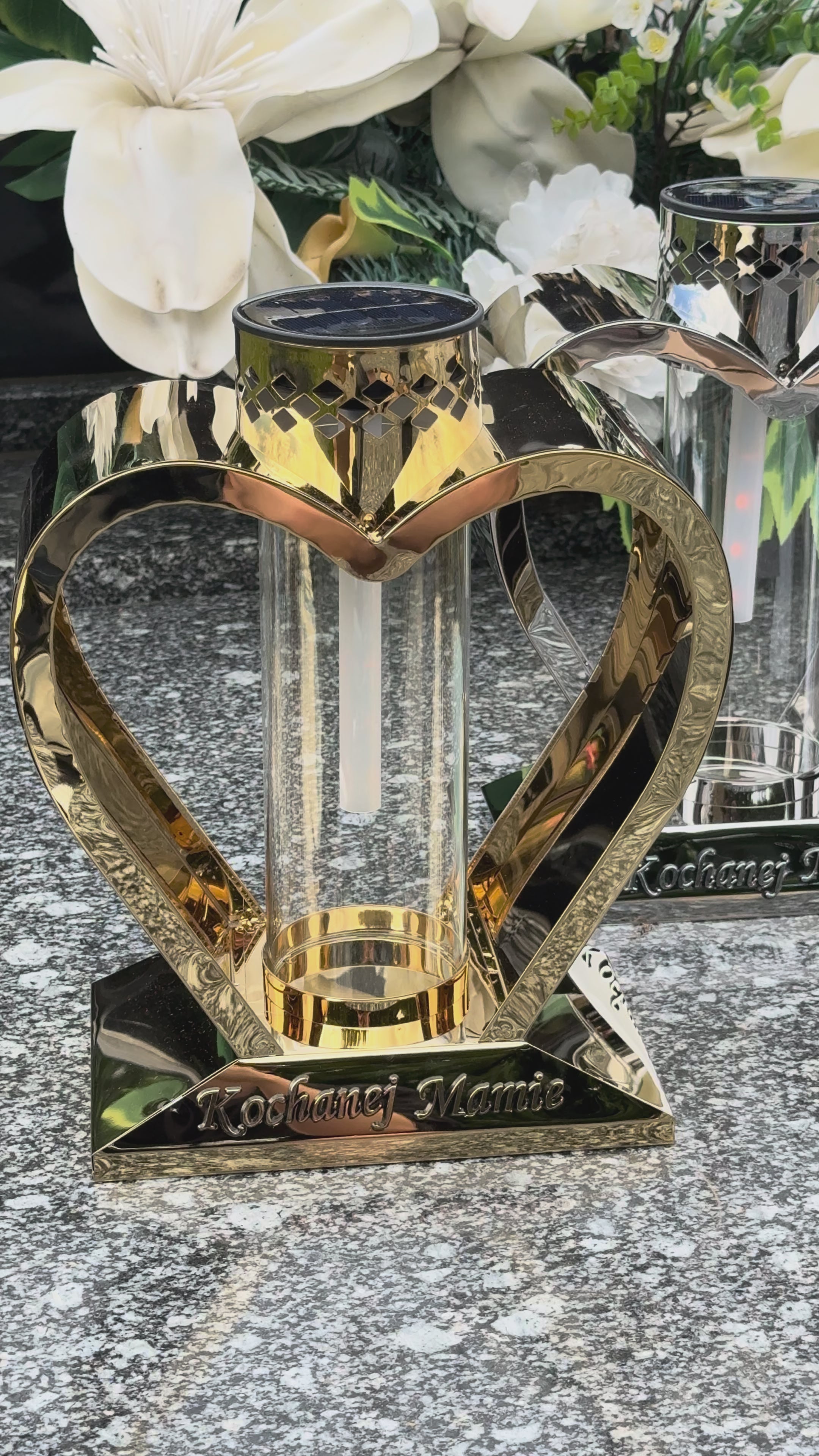 Solarny Lampion Metalowy Serce "Kochanemu Tacie" - Grafit