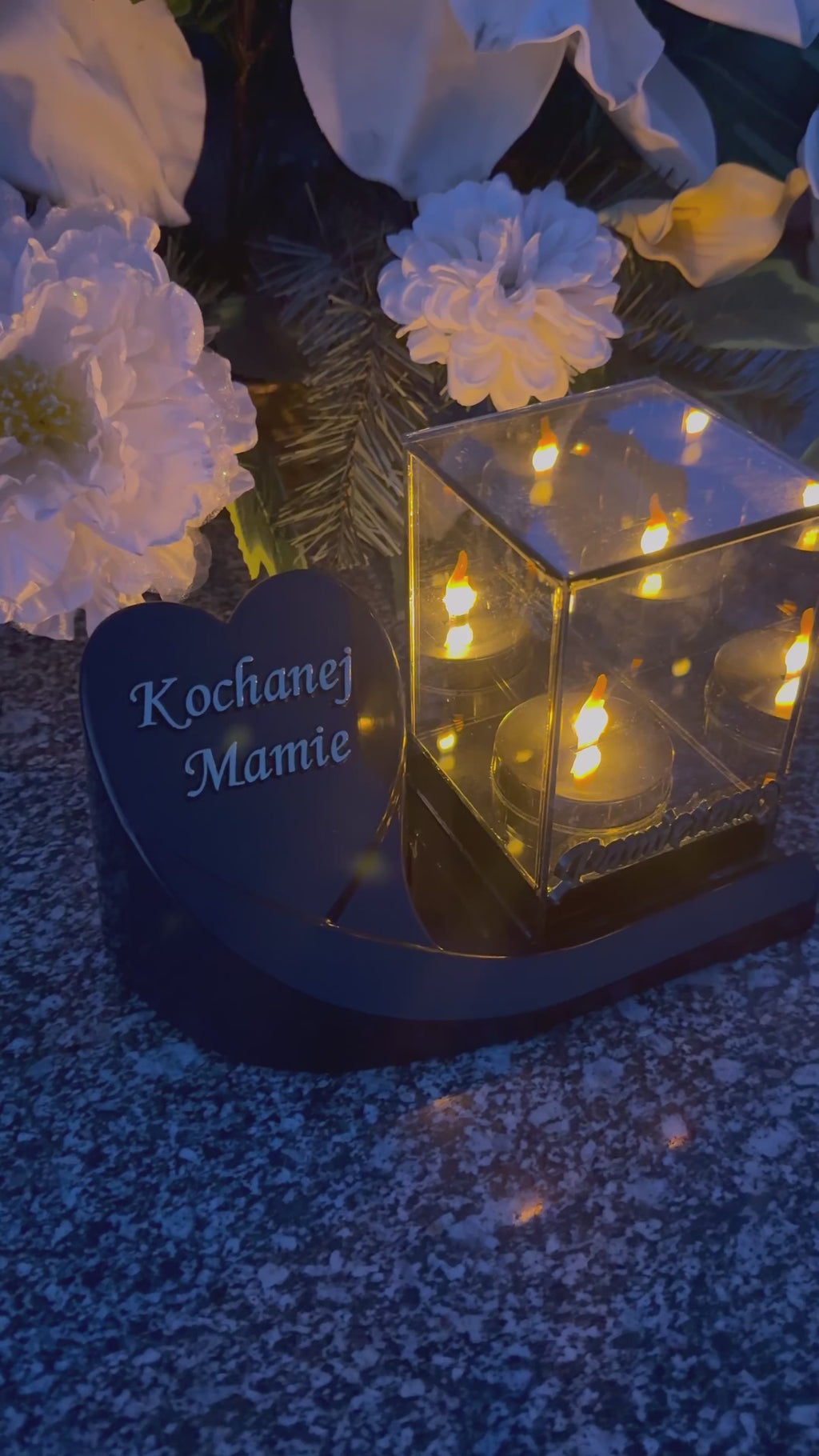 Znicz Lustrzany 3D z podstawką oraz dedykacją "Kochanej Mamie" - Srebro