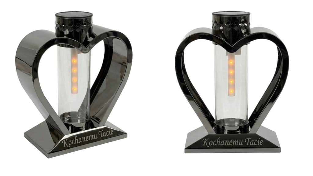 Solarny Lampion Metalowy Serce "Kochanemu Tacie" - Grafit