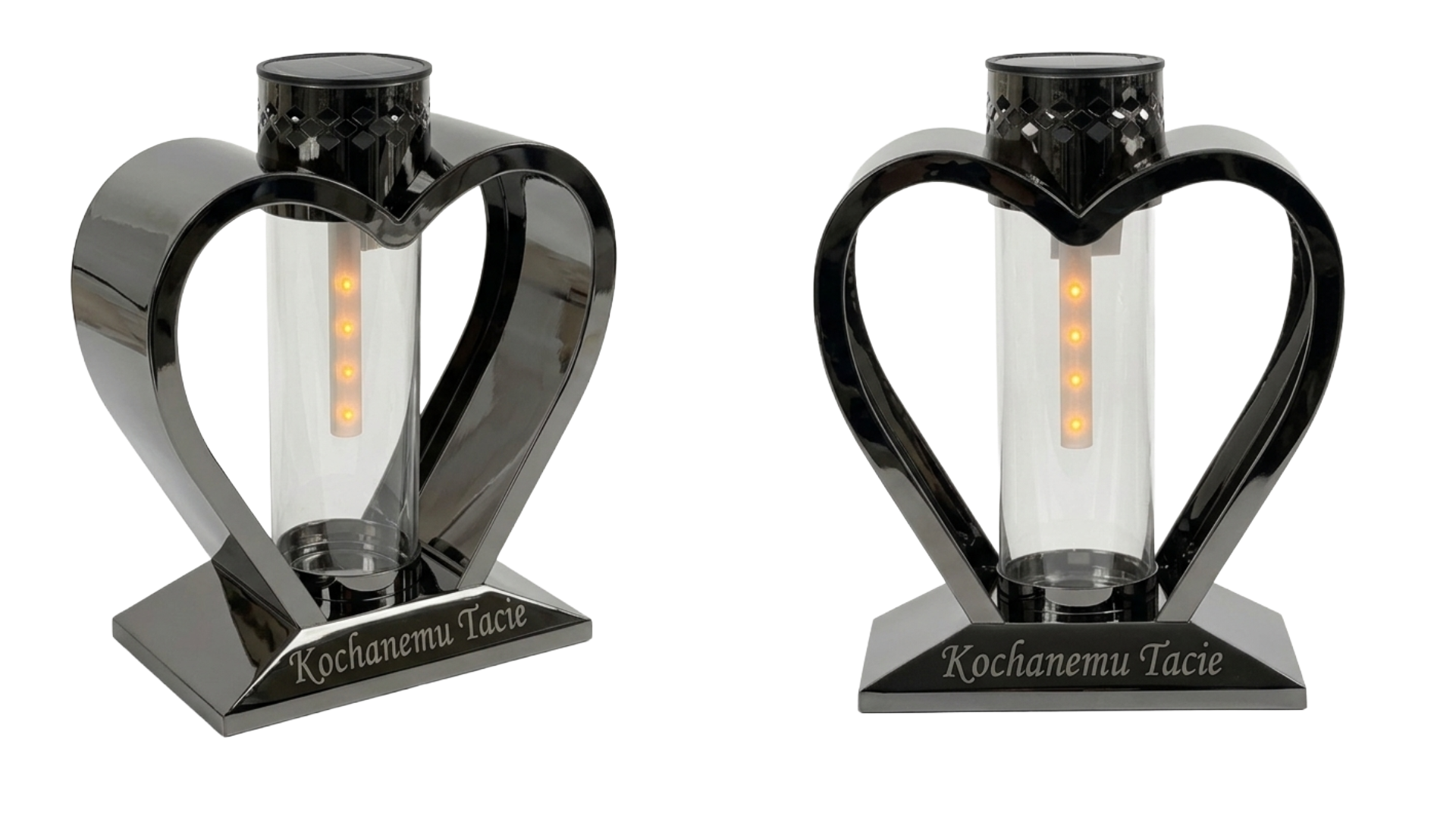 Solarny Lampion Metalowy Serce "Kochanemu Tacie" - Grafit