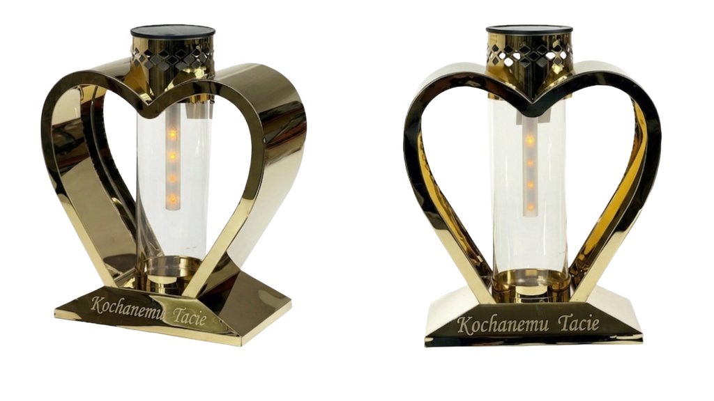 Solarny Lampion Metalowy Serce "Kochanemu Tacie" - Złoto