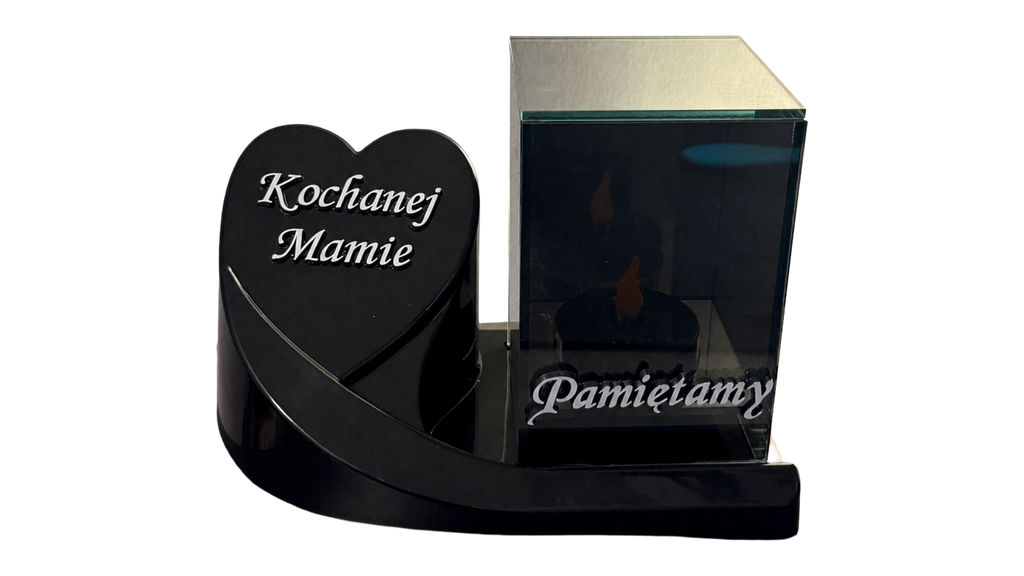 Znicz Lustrzany 3D z podstawką oraz dedykacją "Kochanej Mamie" - Srebro