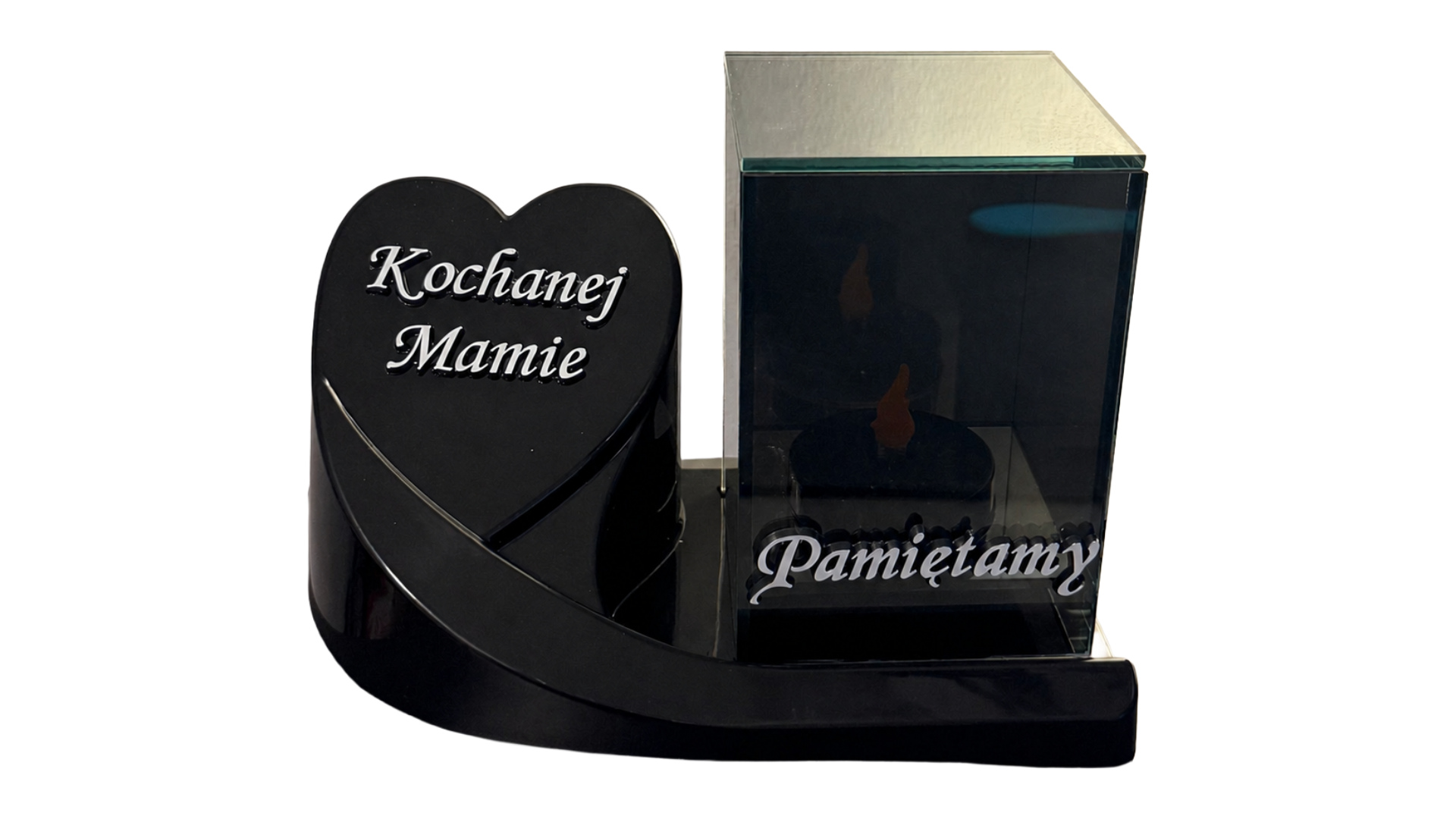 Znicz Lustrzany 3D z podstawką oraz dedykacją "Kochanej Mamie" - Srebro