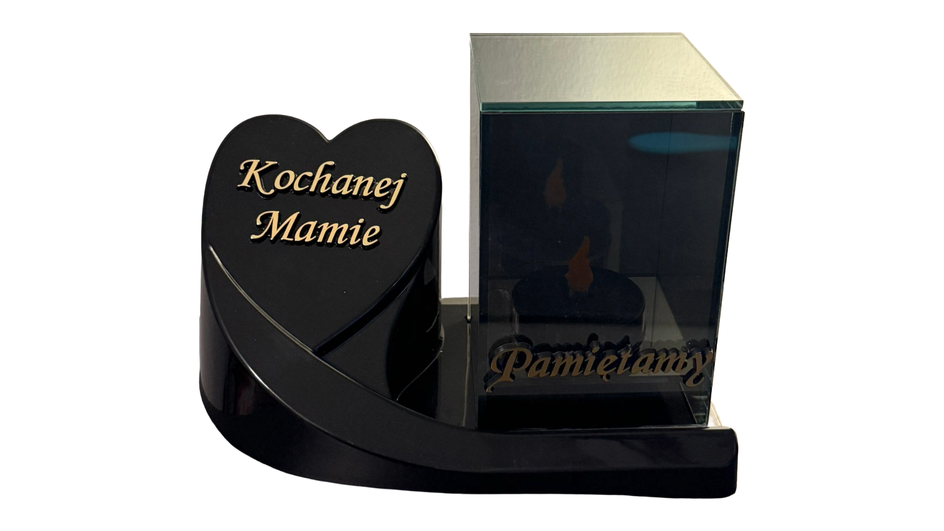 Znicz Lustrzany 3D z podstawką oraz dedykacją "Kochanej Mamie" - Srebro